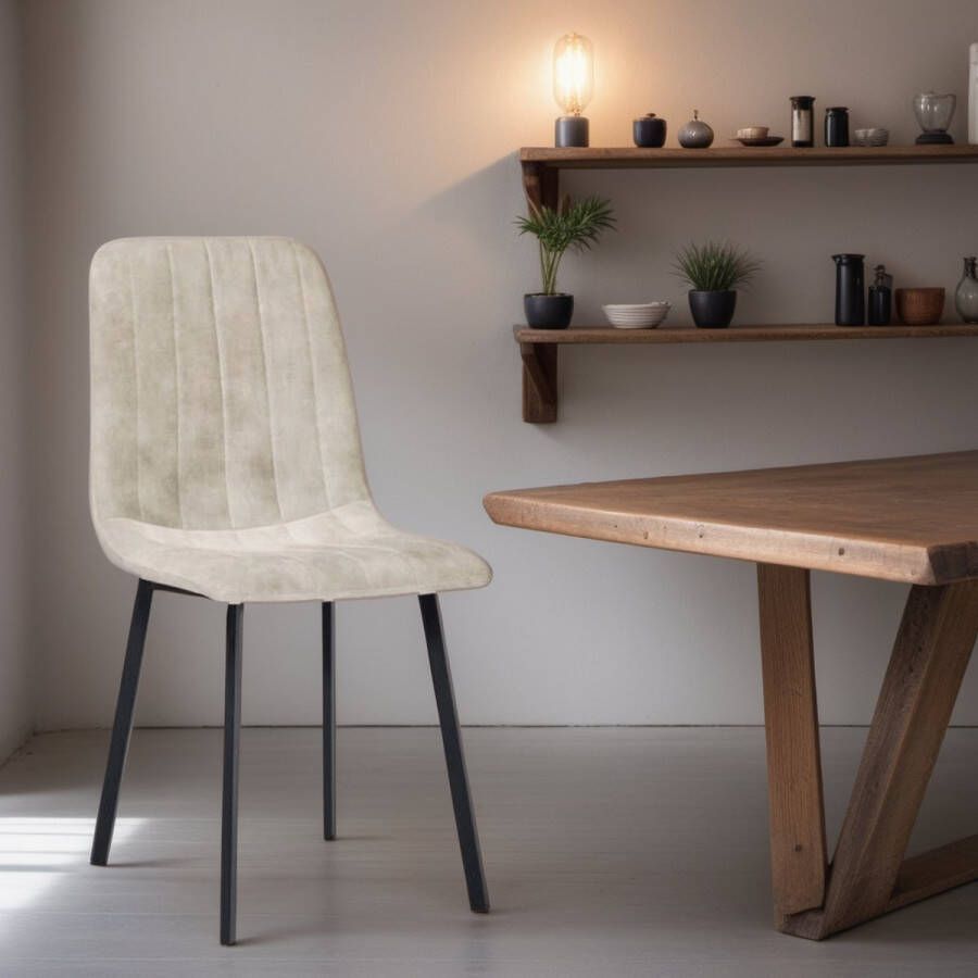 Meubelista Eetkamerstoel Mila Set van 2 Taupe Velvet Scandinavisch