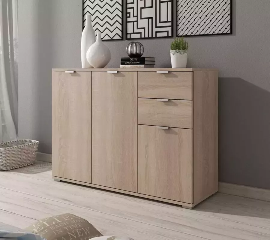 Meubella Dressoir Adita 3 Licht eiken 107 cm - Foto 2