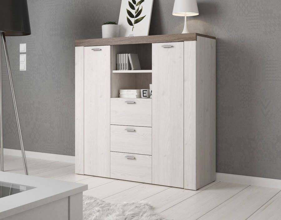 MEUBELLA Dressoir Adore Wit Eiken 118 cm ACTIE