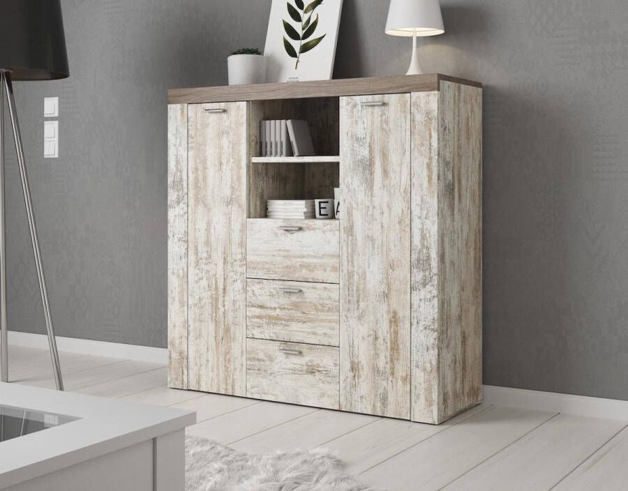 MEUBELLA Dressoir Adore Wit eiken 118 cm ACTIE