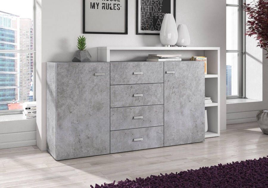 MEUBELLA Dressoir Bello Beton Wit 180 cm