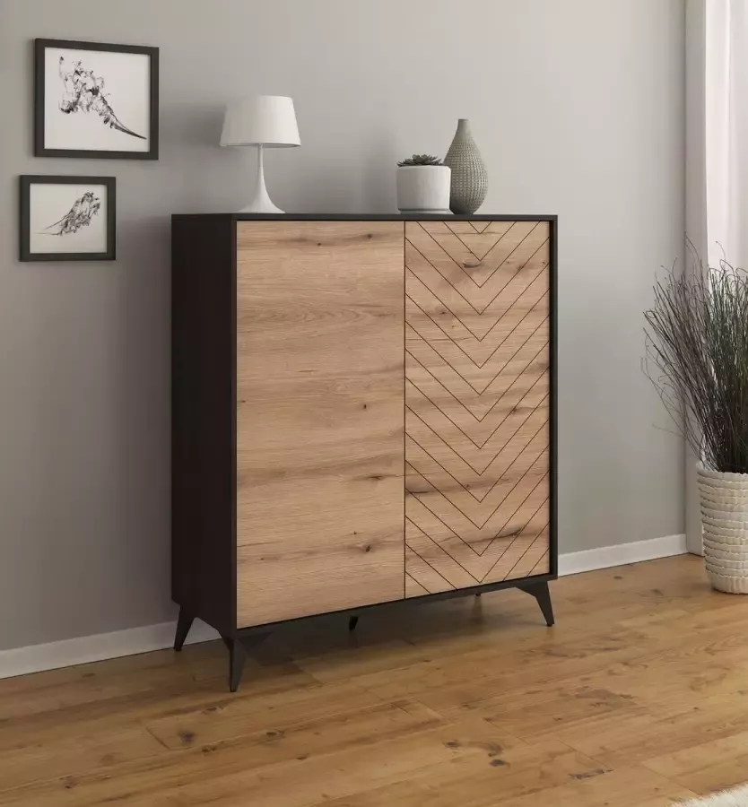 Meubella Dressoir Dolores Eiken Zwart 104 cm Hoog - Foto 2