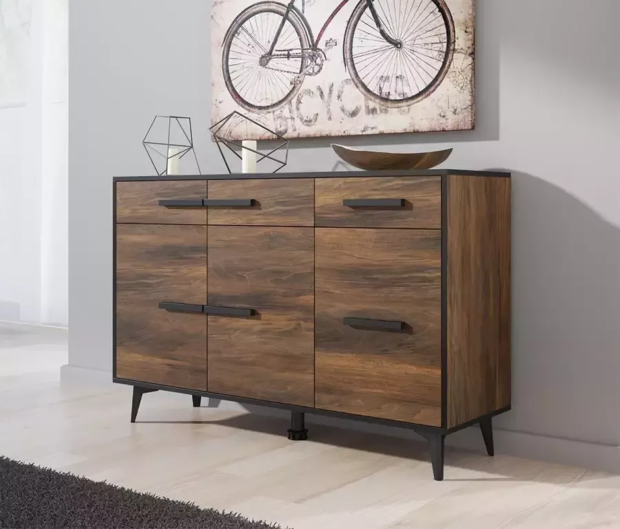 Meubella Dressoir Frey Donker eiken Zwart 135 cm - Foto 2