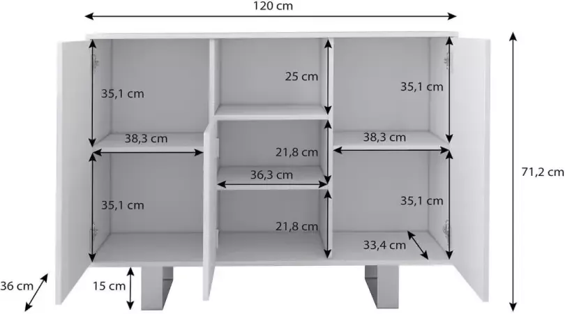 Meubella Dressoir Knight Wit 120 Cm - Foto 2