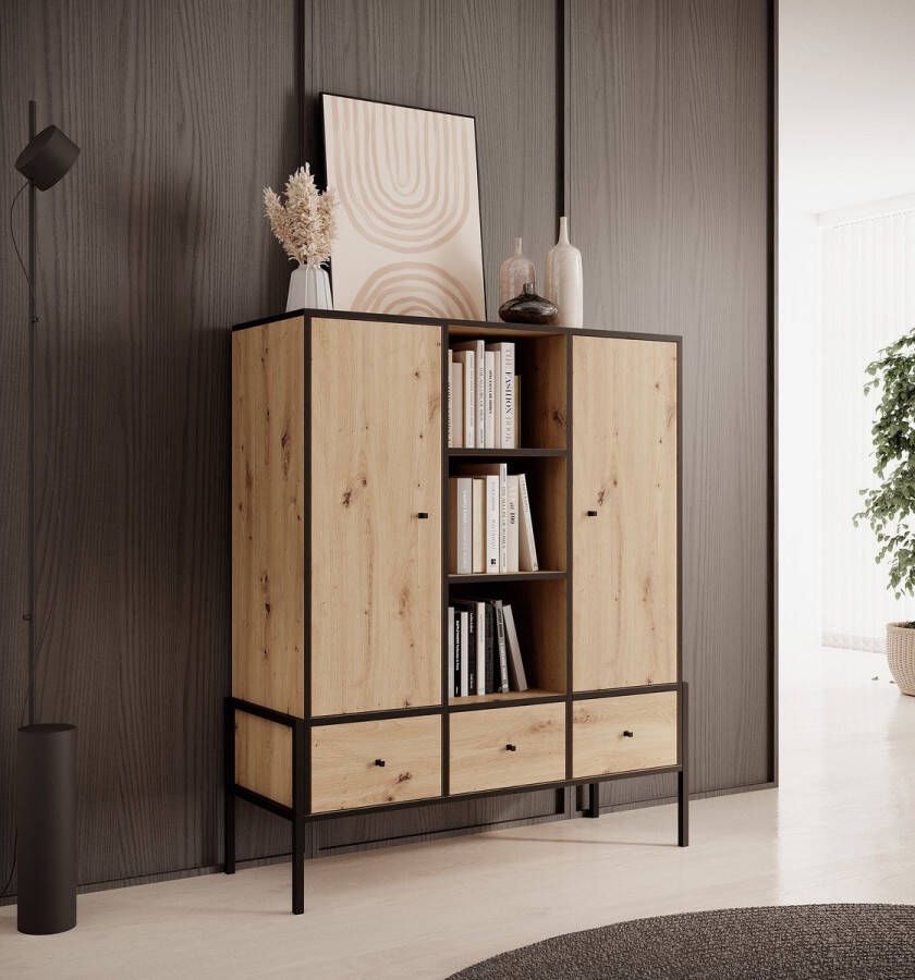 Meubella Dressoir Limono Eiken Zwart 114 cm - Foto 2