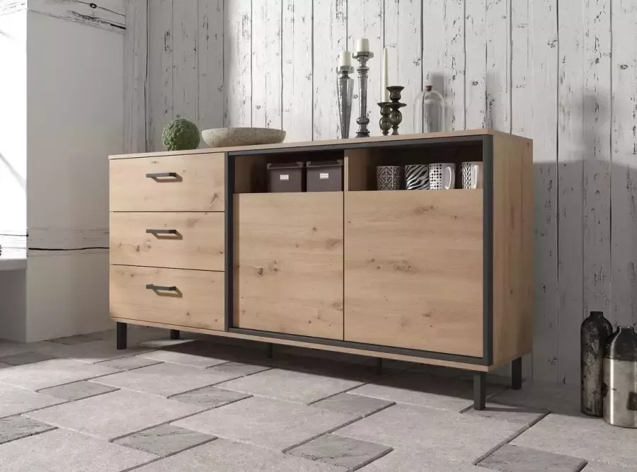 Meubella Dressoir Newby Eiken Antraciet 165 cm - Foto 2