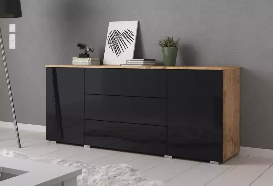 Meubella Dressoir Pure 150 cm Zwart Eiken - Foto 2