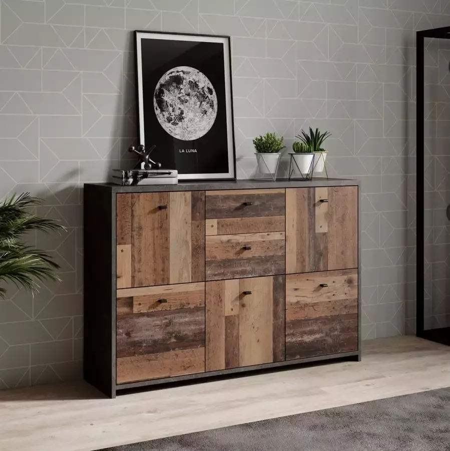 Meubella Dressoir Sahara 4 Old wood Grijs 114 cm - Foto 2