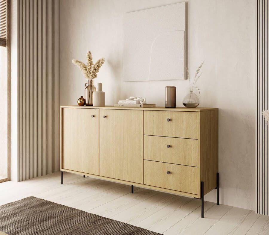 Meubella Dressoir Solid Eiken 156 cm 3 lades - Foto 2