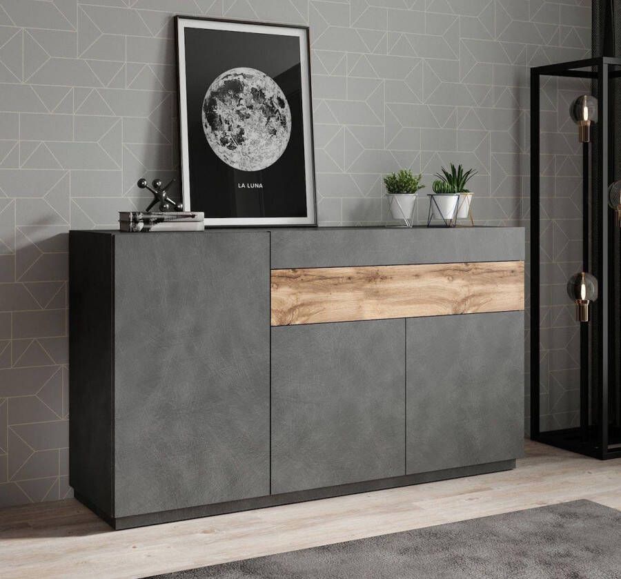 MEUBELLA Dressoir Sublime Grijs Eiken 150 cm