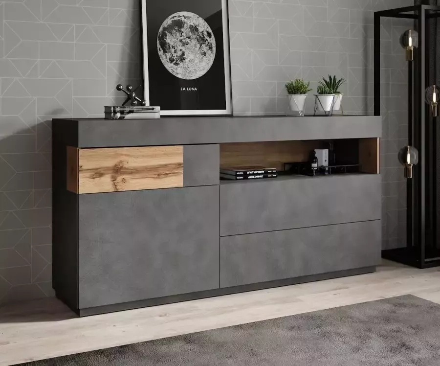 Meubella Dressoir Sublime Grijs Eiken 169 cm ACTIE - Foto 2