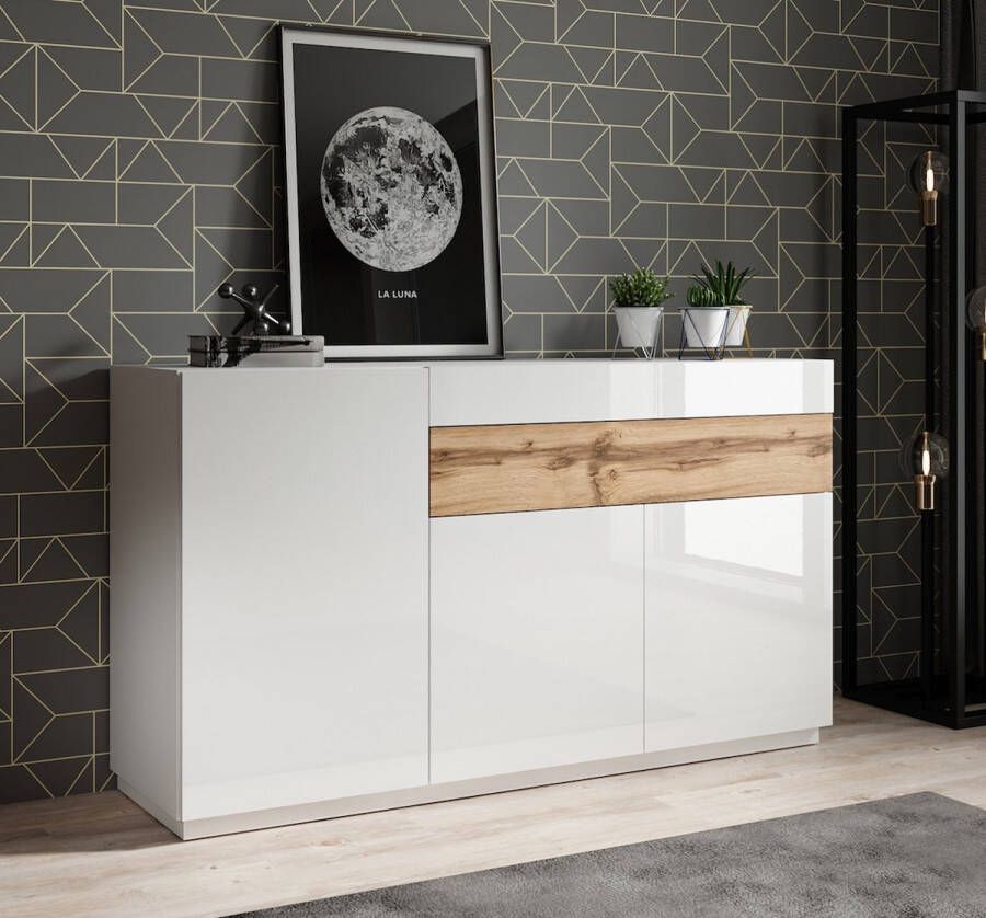 MEUBELLA Dressoir Sublime Wit Eiken 150 cm