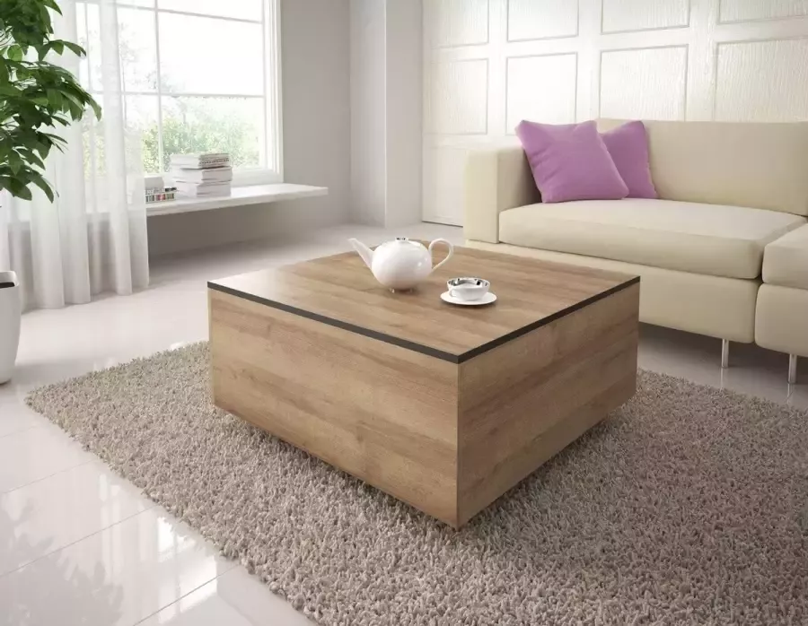 MEUBELLA Salontafel Frey Licht eiken Zwart 80 cm - Foto 2