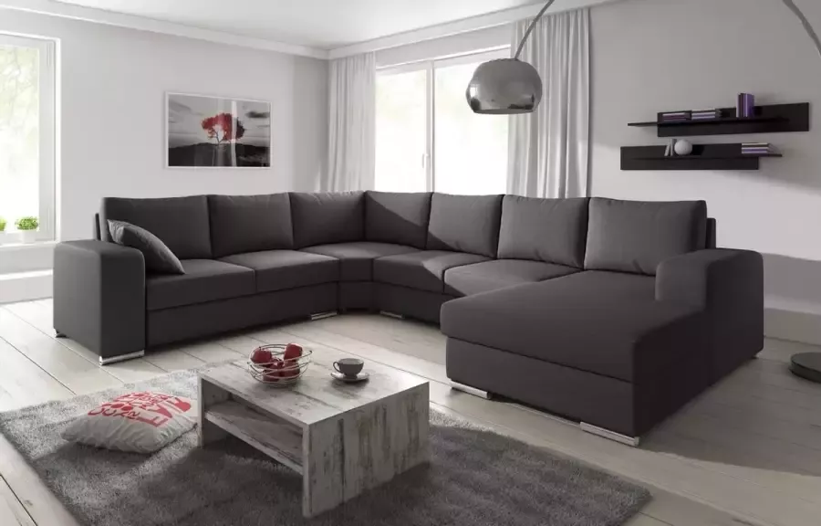 MEUBELLA Hoekbank Adel Donkergrijs Stof Rechts