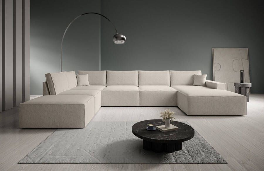 MEUBELLA Hoekbank Manolo Beige Stof Rechts