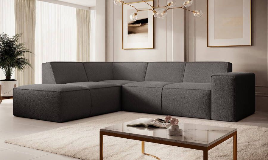 MEUBELLA Hoekbank Monet Grijs Teddystof Boucle Links