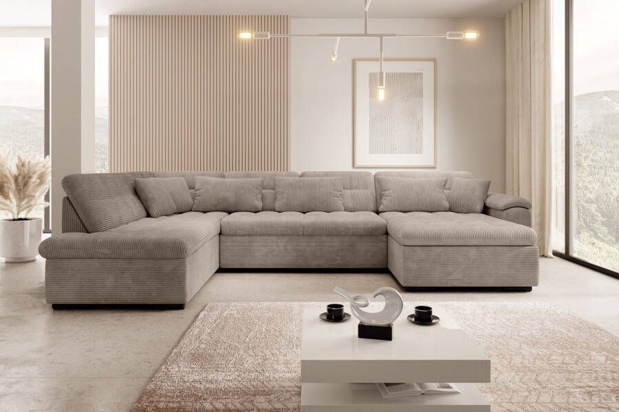 MEUBELLA Hoekbank Nicoreta Donkergrijs ribstof Rechts