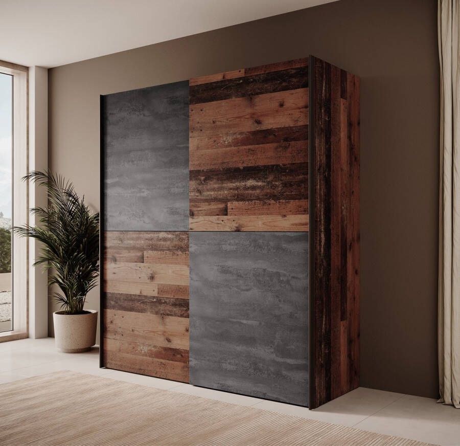 MEUBELLA Kledingkast Dumas Old wood Grijs 170 cm - Foto 2