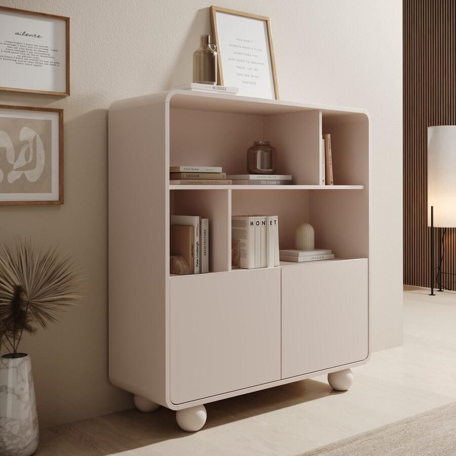 MEUBELLA Anobo Boekenkast Beige 108x39x121 cm