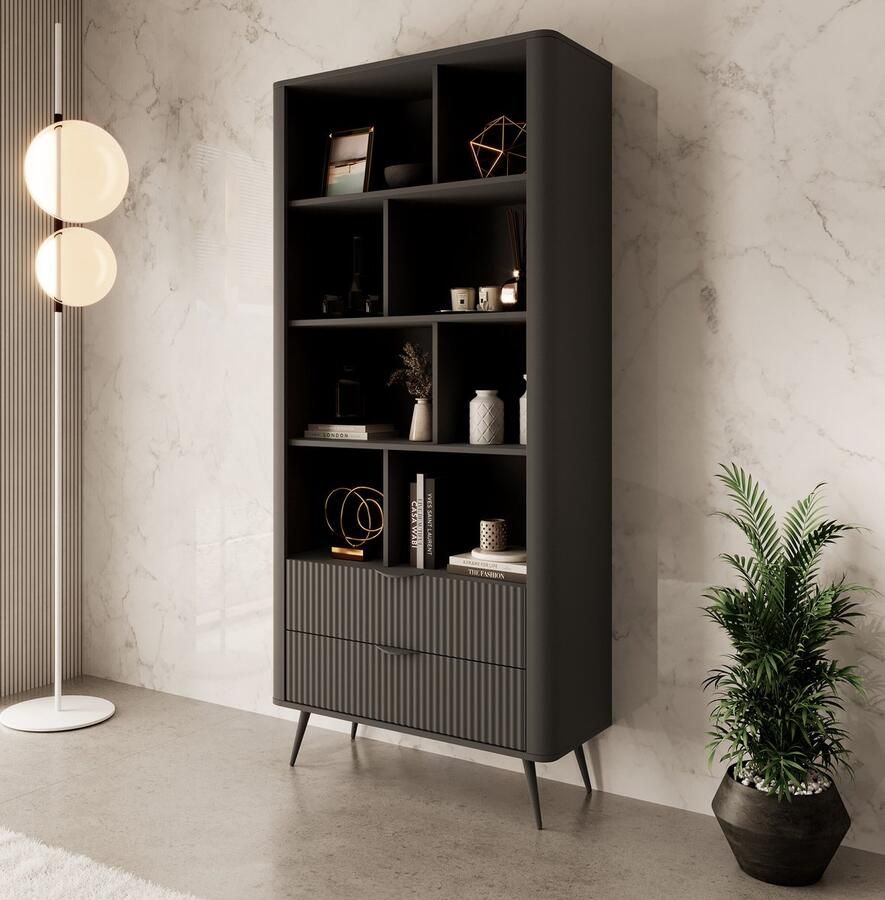 MEUBELLA Boekenkast Lima Zwart 88 cm