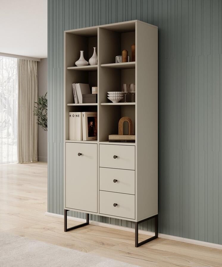 MEUBELLA Boekenkast Lyndall Beige 77 cm