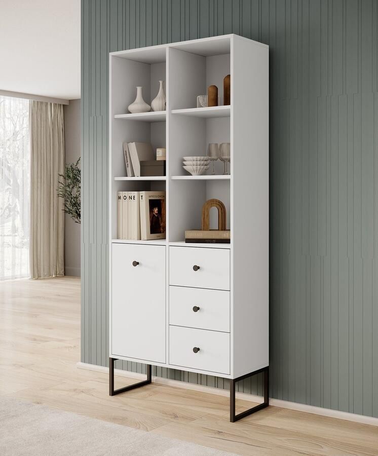 MEUBELLA Boekenkast Lyndall Wit 77 cm