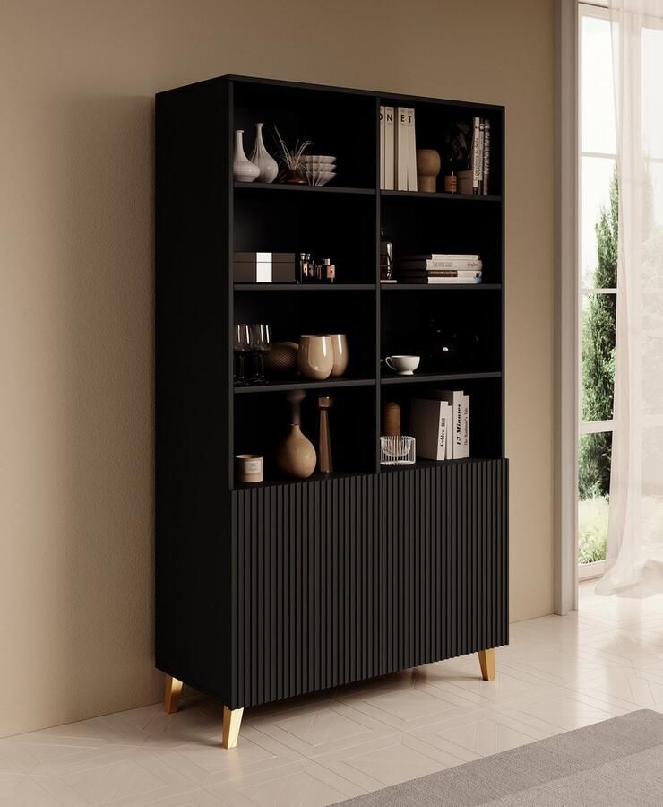 Meubella Boekenkast Palamos Mat zwart 100 cm