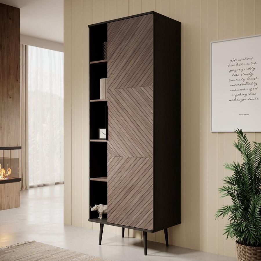 MEUBELLA Boekenkast Pedro Donker eiken Zwart eiken 70 cm