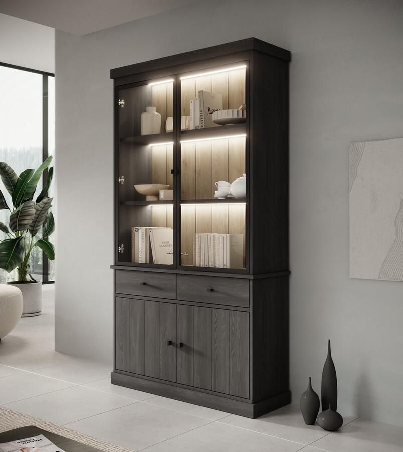 MEUBELLA Buffetkast Vince 1 Zwart eiken 124 cm