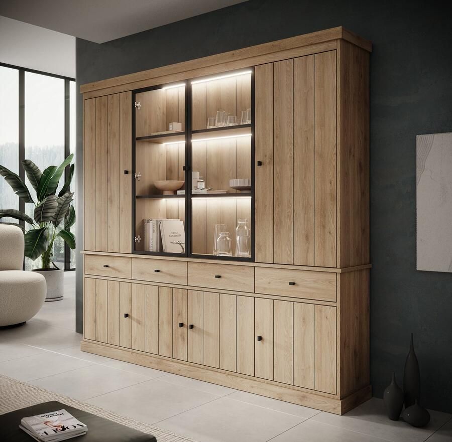 MEUBELLA Buffetkast Vince 4 Eiken 240 cm