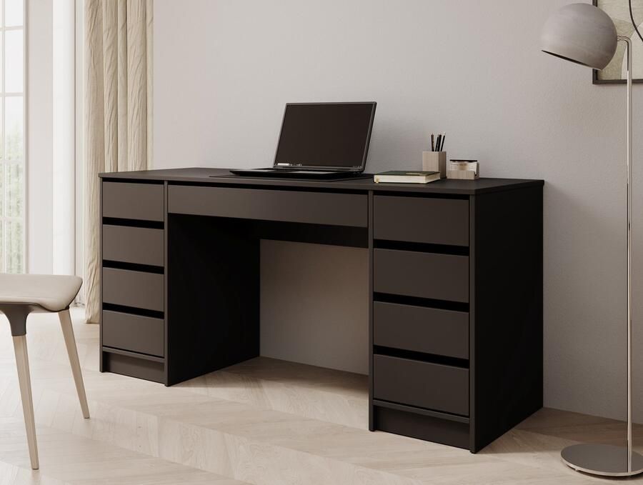 MEUBELLA Bureau Avio 2 Zwart 154 cm