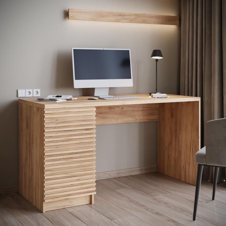 MEUBELLA Bureau Bergamo Eiken 140 cm