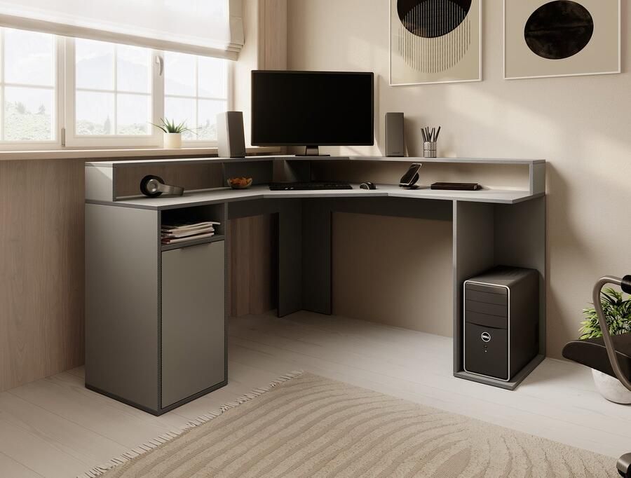 MEUBELLA Bureau Charlotte Grijs 139 cm