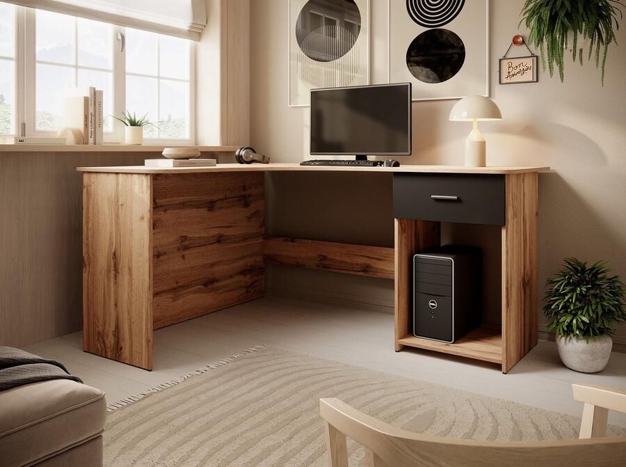 MEUBELLA Bureau Ciudad Eiken Zwart 155 cm - Foto 2