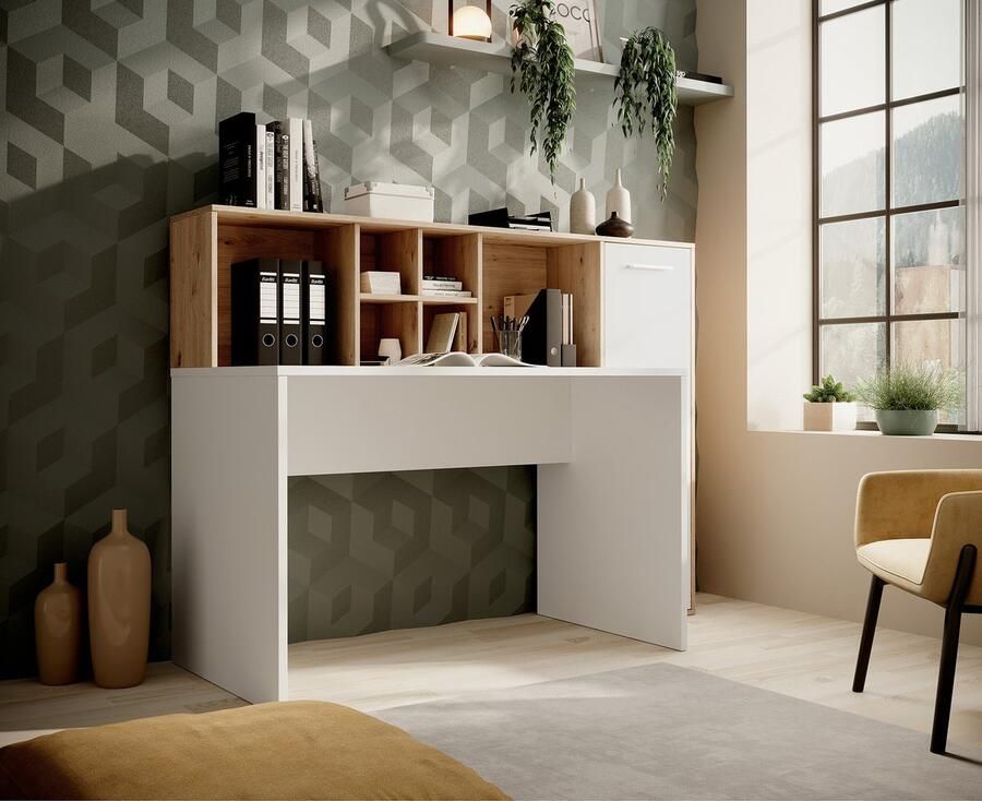 MEUBELLA Bureau Elze Eiken Wit 158 cm - Foto 2