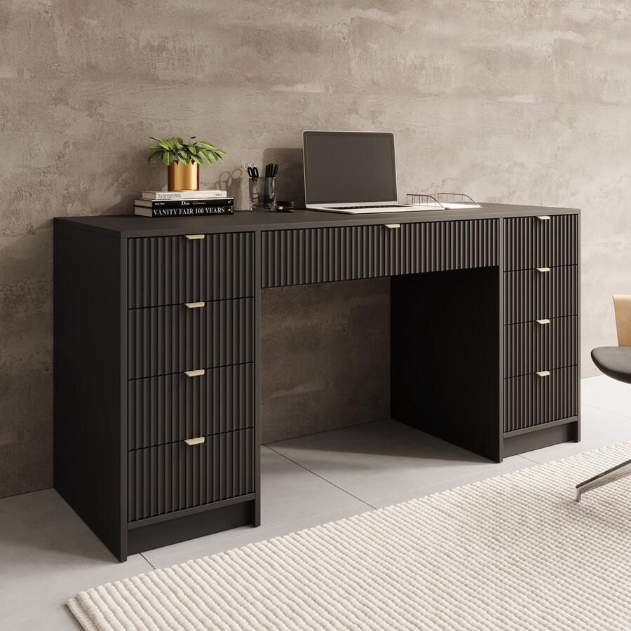 MEUBELLA Bureau Tavares 2 Zwart 154 cm