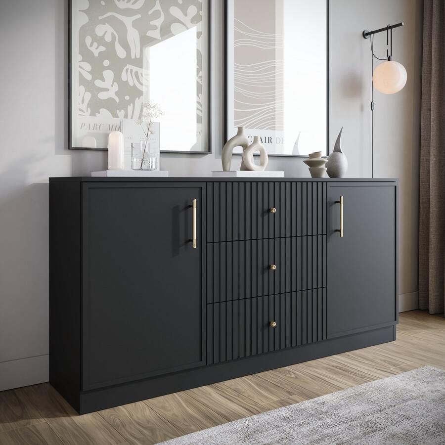 MEUBELLA Dressoir Dream Zwart 160 cm