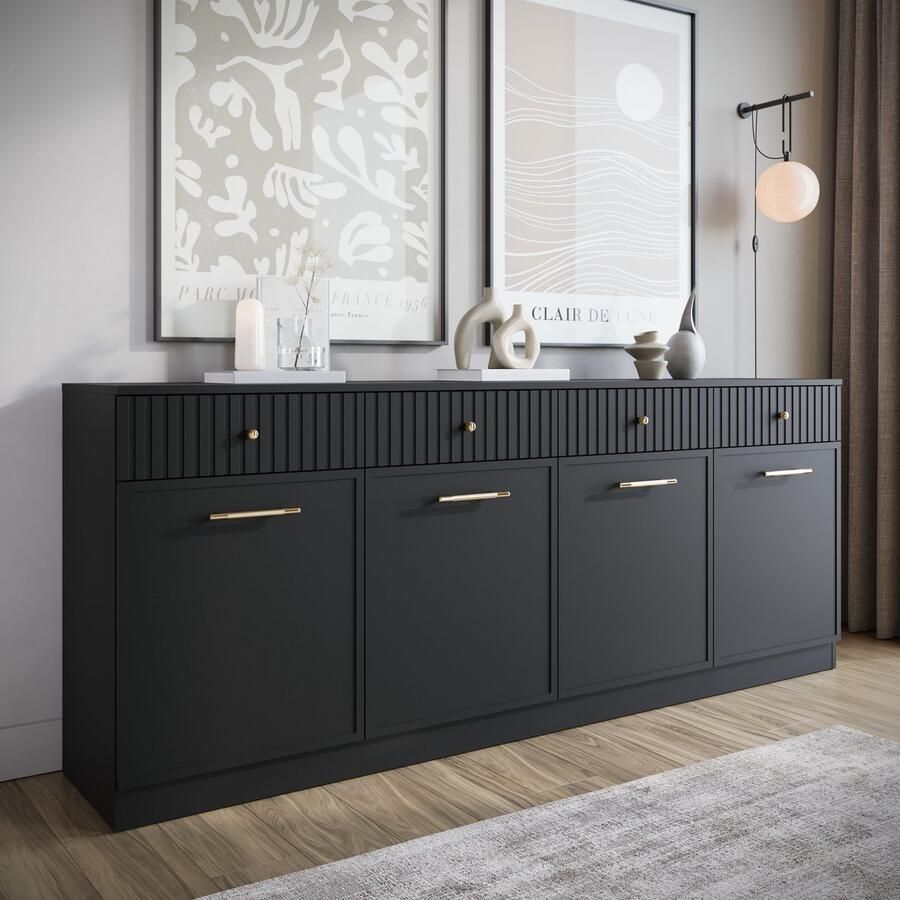 MEUBELLA Dressoir Dream Zwart 200 cm