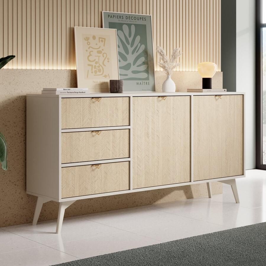 Meubella Dressoir Essence Beige Licht eiken 158 cm