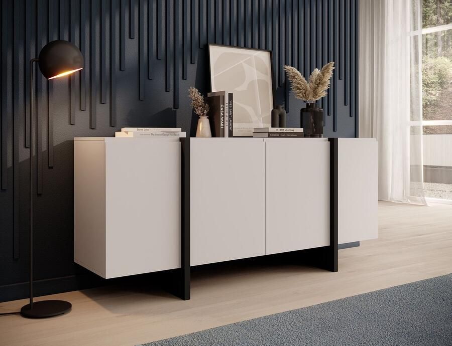 MEUBELLA Dressoir Kelton Beige Zwart 180 cm