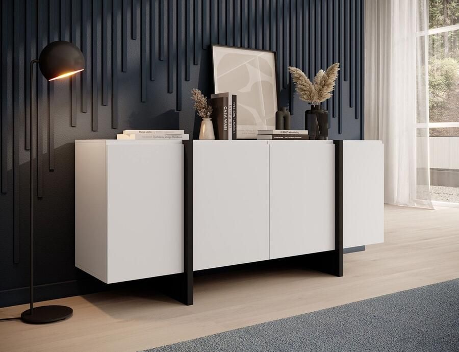 MEUBELLA Dressoir Kelton Wit Zwart 180 cm