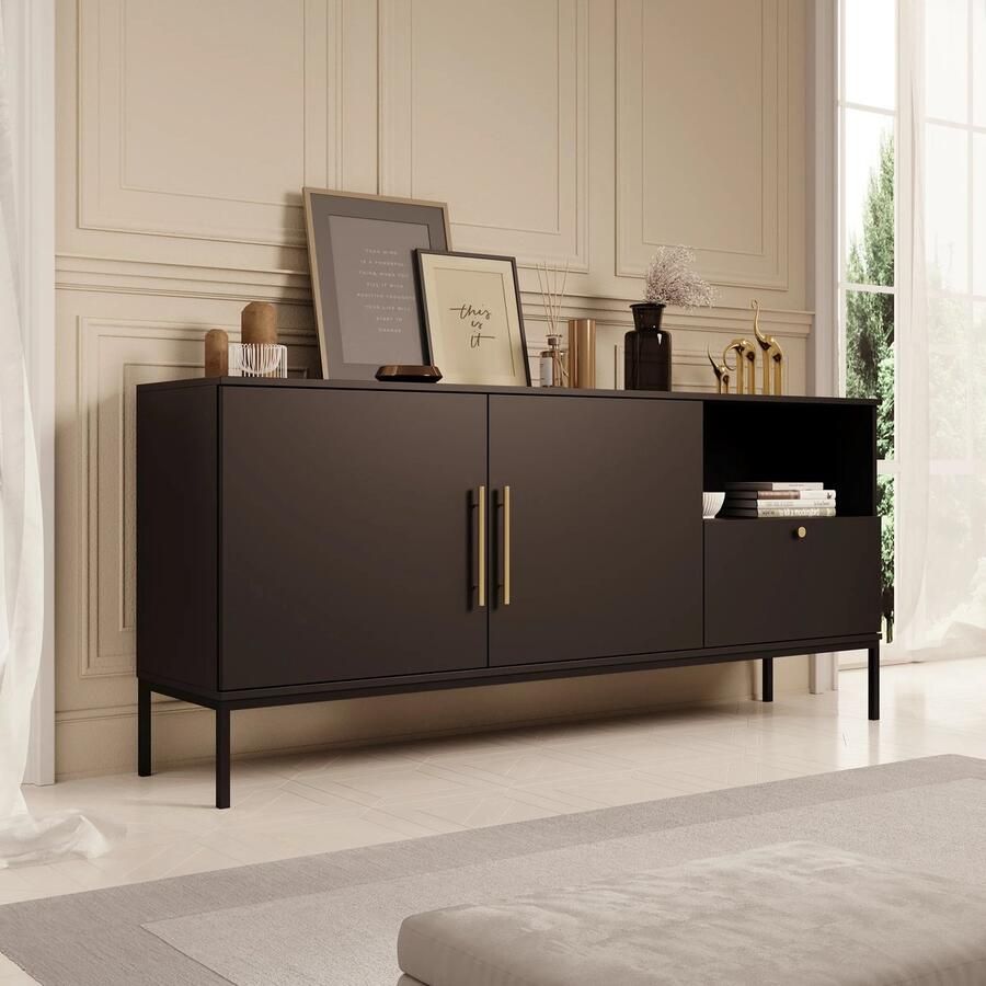 MEUBELLA Dressoir Lagos Zwart 180 cm