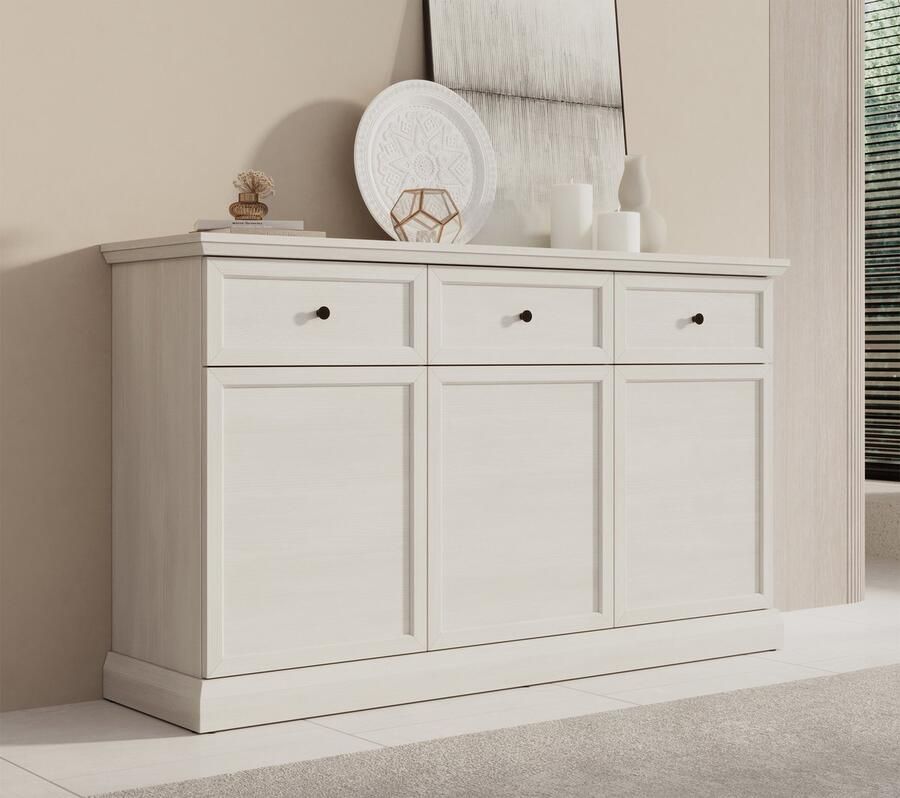 MEUBELLA Dressoir Leroy Wit eiken 146 cm