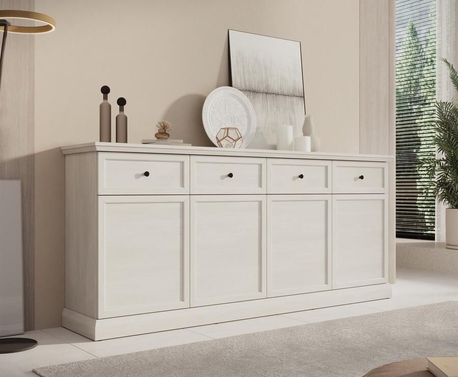 MEUBELLA Dressoir Leroy Wit eiken 193 cm