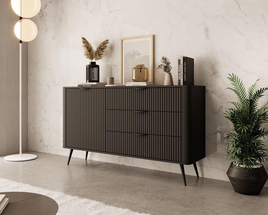 MEUBELLA Dressoir Lima Zwart 138 cm
