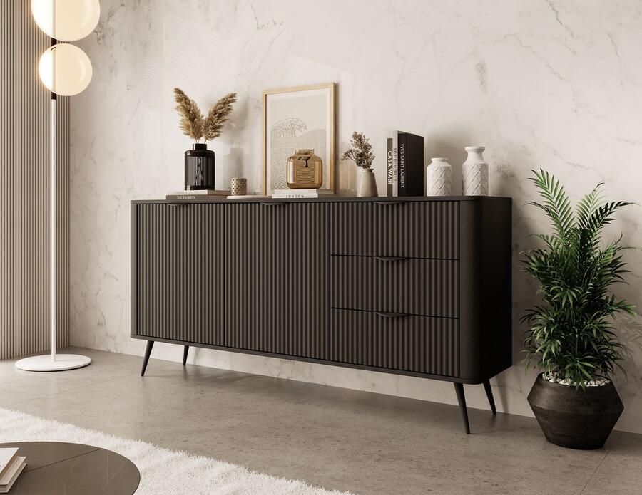 MEUBELLA Dressoir Lima Zwart 163 cm