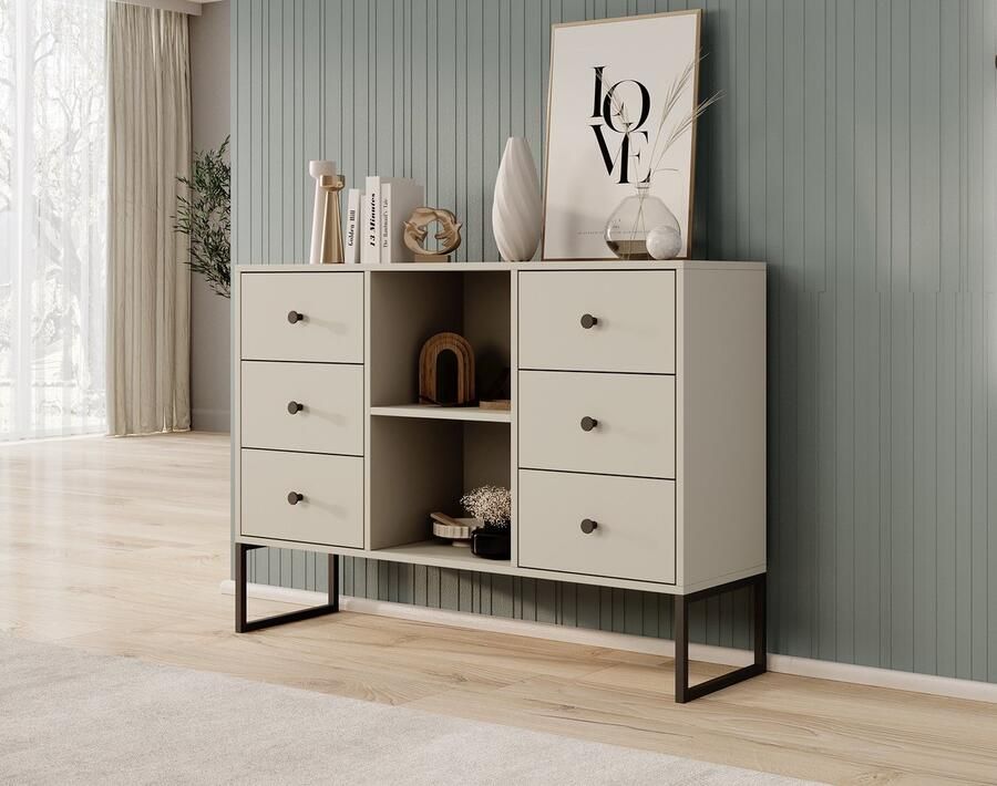 MEUBELLA Dressoir Lyndall Beige 115 cm