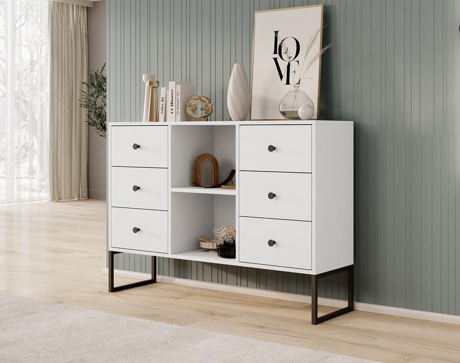 MEUBELLA Dressoir Lyndall Wit 115 cm