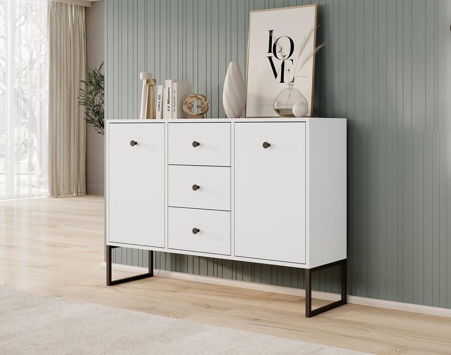 Meubella Dressoir Lyndall Wit 115 cm Met deuren