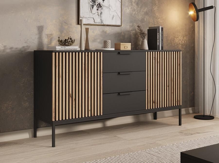 Meubella Dressoir Marbella Zwart 150 cm